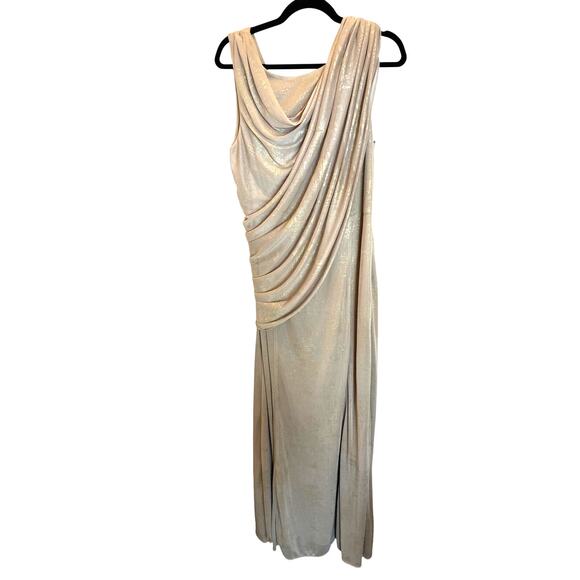 Goddess Gold Metallic Alex Evenings Maxi Formal Gala Gown Dress 16 - Picture 1 of 9